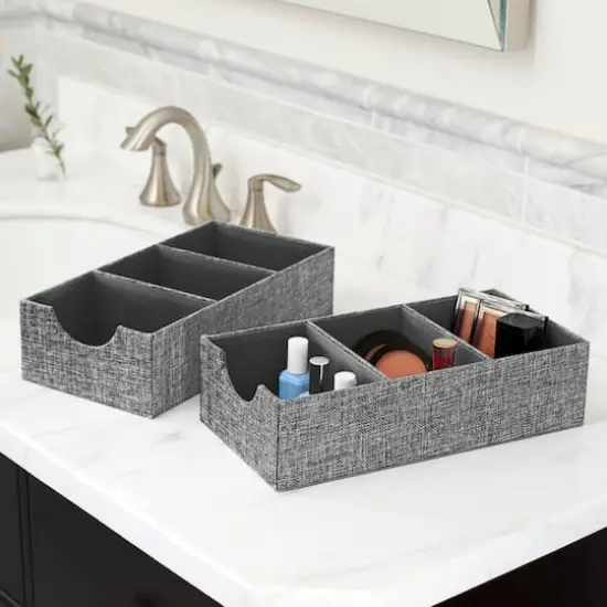 Household Essentials 3-Compartment Drawer Organizers, 2ct. Gray {4}