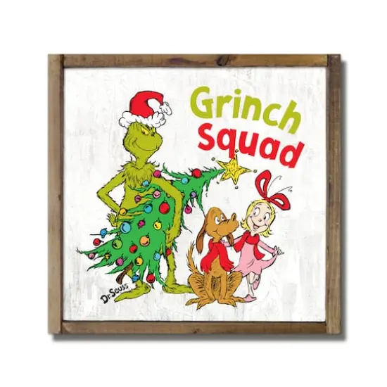The Grinch Squad 9.5" x 9.5" Dr. Seuss Framed Wood Plaque {1}