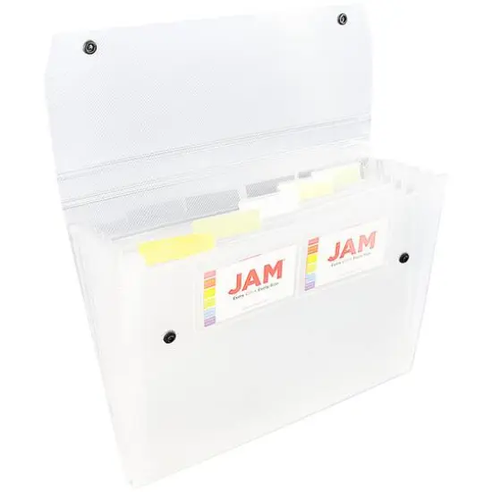 JAM Paper 9" x 13" Clear Plastic Accordion Folder {6}