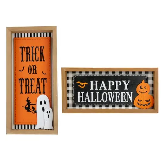 Happy Halloween Wooden Shadow Box Plaques Set {1}