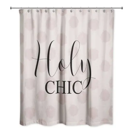 Holy Chic Polka Dots Shower Curtain Pink/Cream {1}