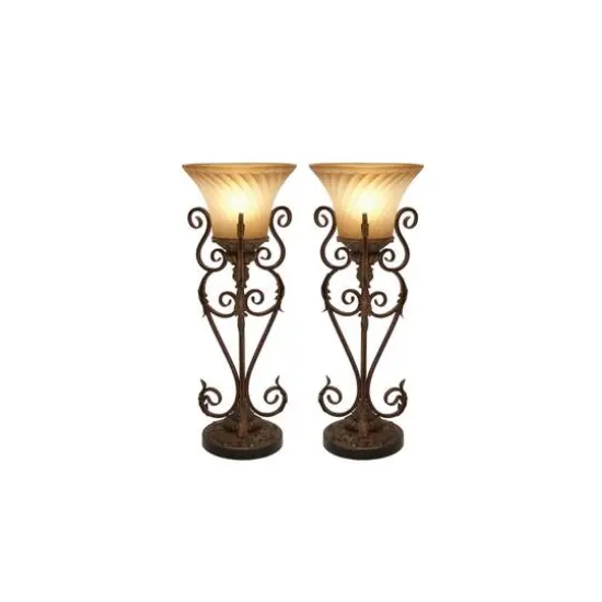 Set of 2" Brown Metal Mediterranean Uplight, 30" {11}