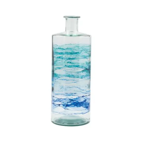 Hello Honey® 15.75" Blue Ombre Hand Painted Reclaimed Glass Vase {1}