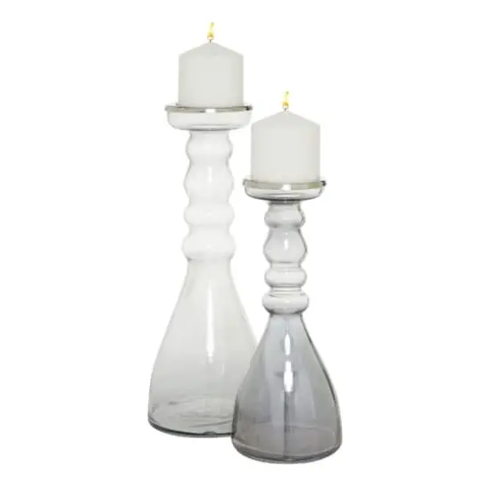 Glass Contemporary Candle Holder Set {3}
