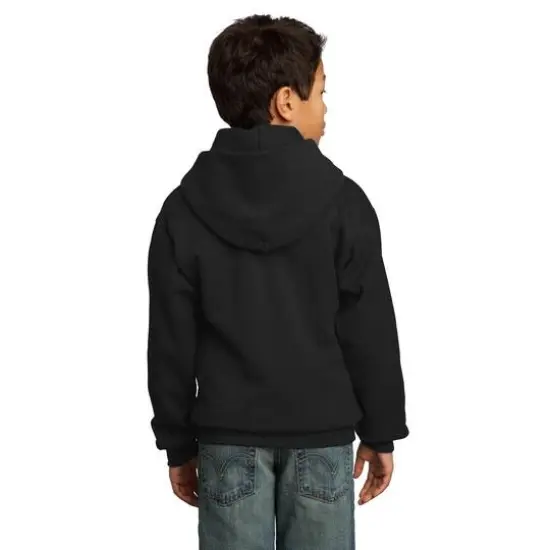 Port & Company&reg; Neutrals Youth Core Fleece Pullover Hooded Sweatshirt Jet Black {5}