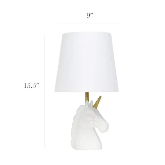 Simple Designs 15.5" Unicorn Table Lamp White/Gold Glitter {4}