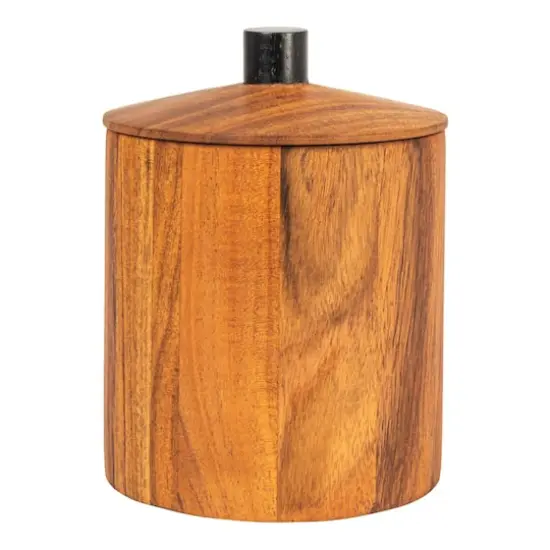 Hello Honey&reg; 8.5" Natural Round Acacia Wood Canister with Handle {12}