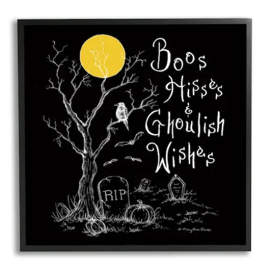 Stupell Industries Spooky Dark Halloween Phrase Framed Giclee Art Black {1}