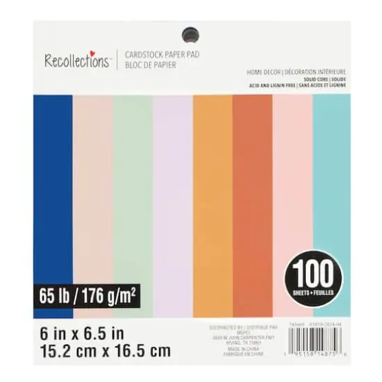6" x 6.5" Home D&eacute;cor 65lb. Cardstock Paper Pad by Recollections&trade;, 100 Sheets {1}