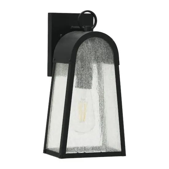 Hello Honey&reg; Robert Stevenson Lighting Revere 14" Textured Black Metal & Seedy Glass Outdoor Light {1}