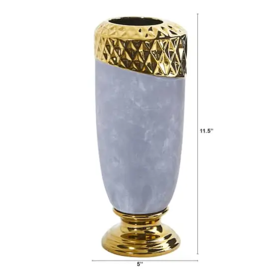 11.5" Regal Stone Vase with Gold Accents {3}