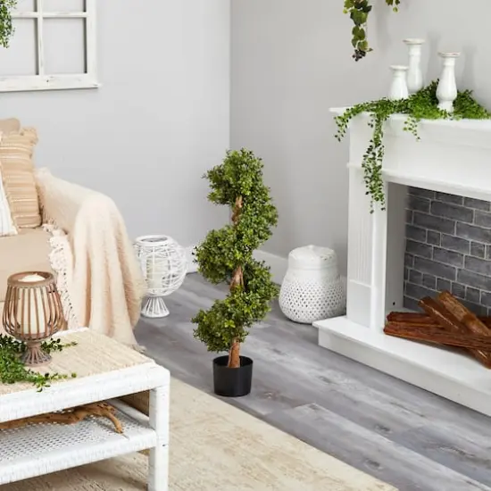 3ft. Potted UV Resistant Spiral Boxwood Topiary Tree {5}