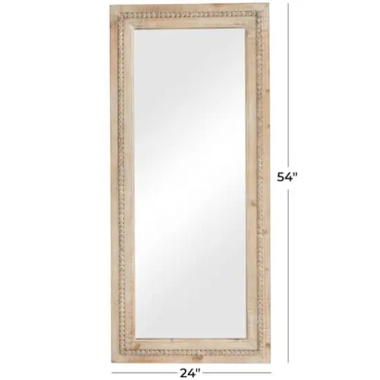 Brown Wood Beaded Frame Wall Mirror with Distressing 24" x 2" x 54" {6}