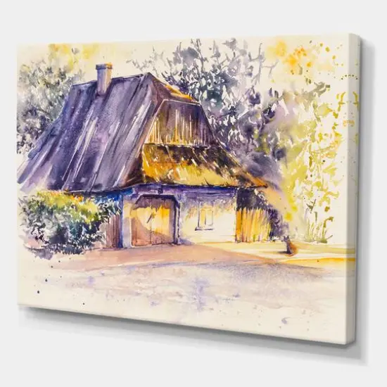Designart - Old Wooden White House In Country Side Village - Traditional Canvas Wall Art Print {1}