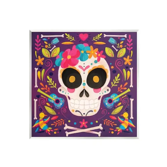 Stupell Industries Day Of Dead Floral Patterned Skull Wall Plaque Art {1}