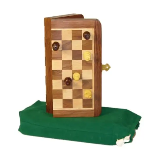 Magnetic Wooden Folding Travel Chess Set {1}