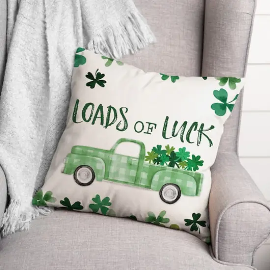 Loads Of Luck Truck Border 18" x 18" Throw Pillow {4}