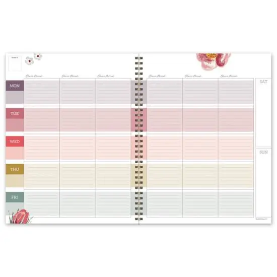 TF Publishing Large Navy Botanical Floral Undated Weekly Teacher Planner {4}