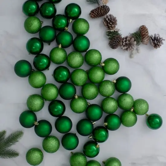 60ct Christmas Green Shatterproof 4-Finish Ball Ornaments {6}