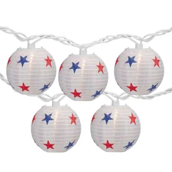 10ct. Red, White & Blue Star 4th of July Paper Lantern Lights {1}