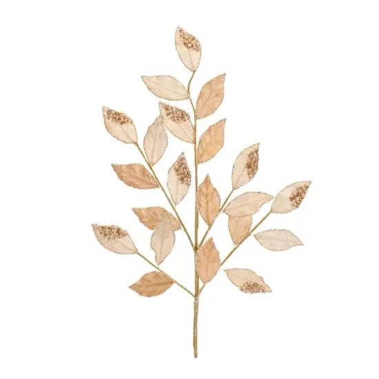 28.25" Beaded Leaf Sprays, 6ct. Champagne {4}
