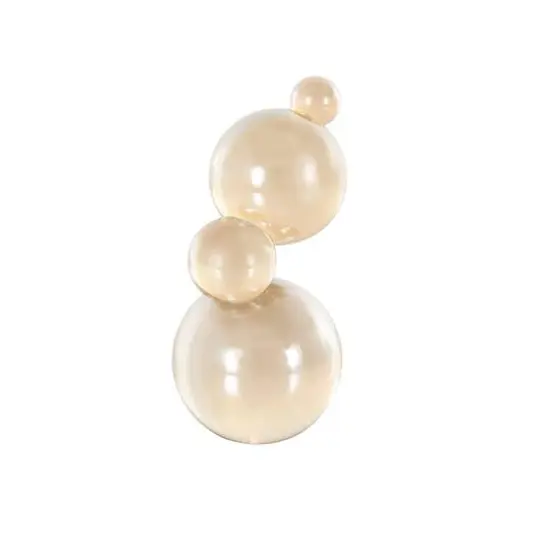 8" Stacked Orbs Decorative Glass Sculpture Beige {9}