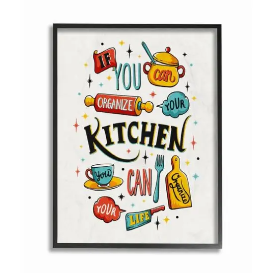 Stupell Industries Organize Your Life Vintage Comic Book Framed Giclee Textured Wall Art {1}