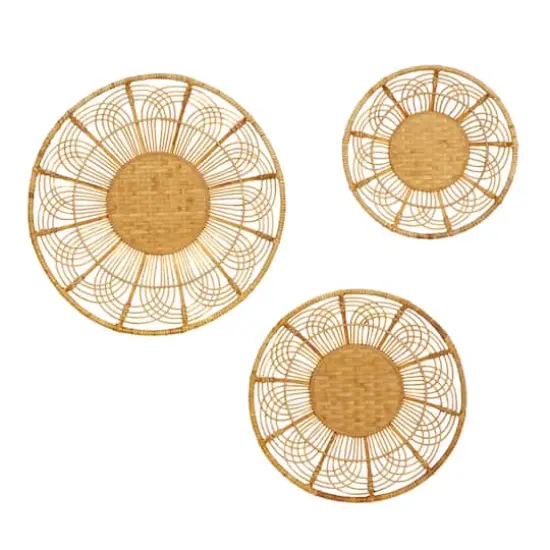 Set of 3 Brown Metal Boho Style Wall Decor 24", 20", 16" {1}