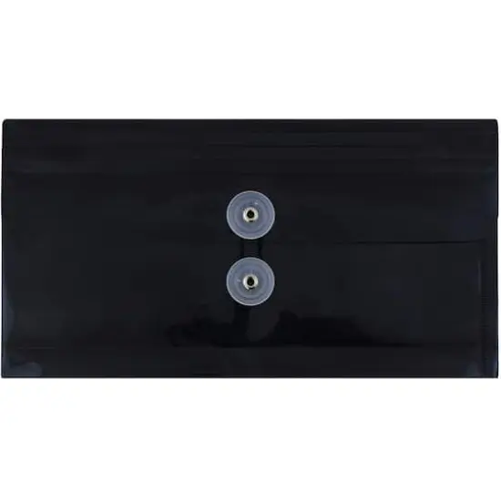 JAM Paper #10 Plastic Envelopes with Button & String Tie Closure, 12ct. Black {1}