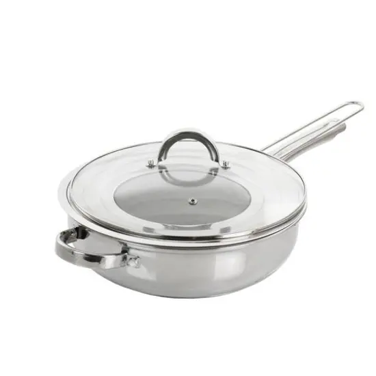 Oster Sangerfield 4qt. Stainless Steel Sauté Pan with Lid and Splatter Guard {1}
