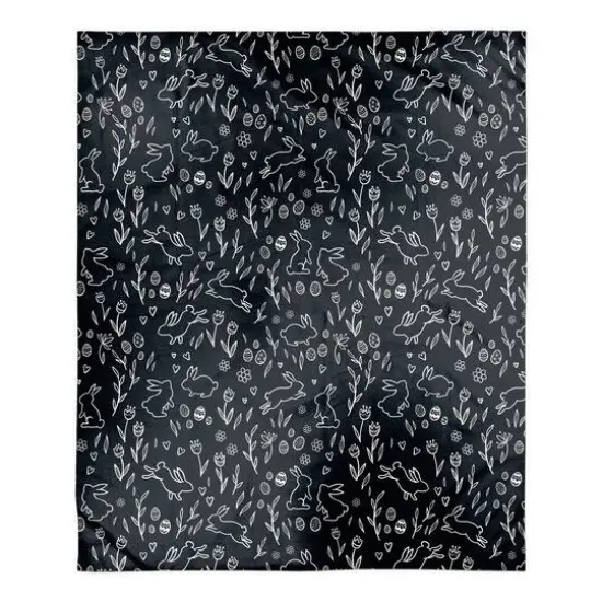 Easter Bunny Pattern Blanket 50" x 60" Sherpa Fleece Blanket {1}