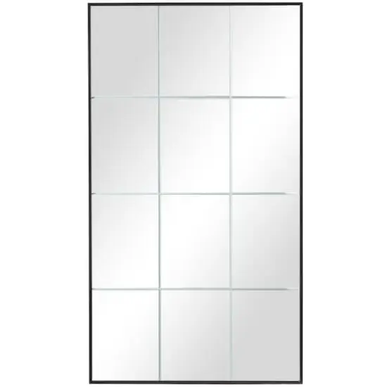 Black Metal Grid Style Panel Wall Mirror 23" x 1" x 40" {3}