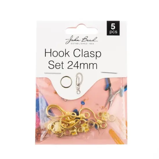 John Bead Must Have Findings 24mm Hook Clasp Set, 5ct. Gold {1}