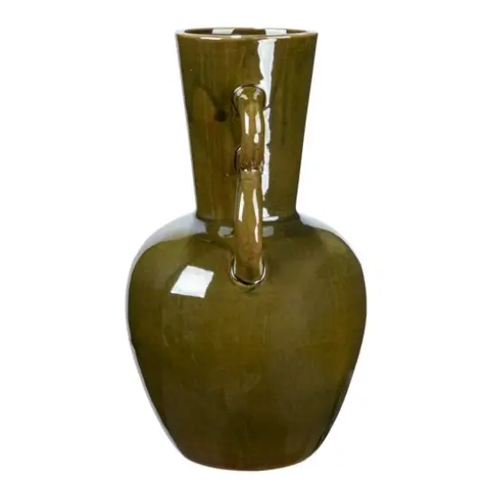 Hello Honey® 8.5" Olive Green Reactive Glaze Stoneware Vase with Handles {9}