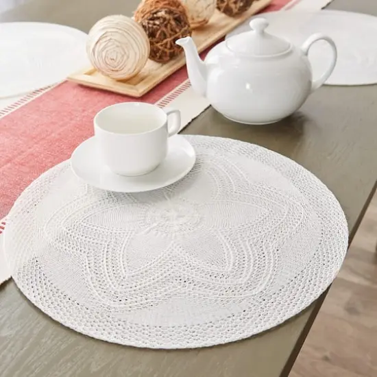 DII&reg; Woven Round Placemats, 6ct. White {5}