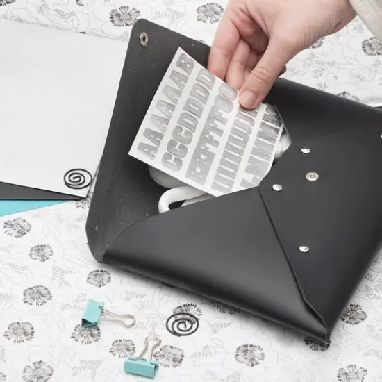 JAM Paper Black Medium Italian Leather Portfolio with Snap Closure {6}