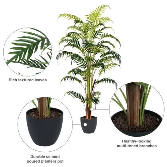 5ft. Artificial Potted Fern Palm with Real Touch Leaves {11}