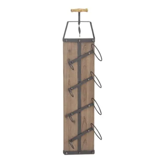 32" Brown Wood Industrial Wine Rack {3}