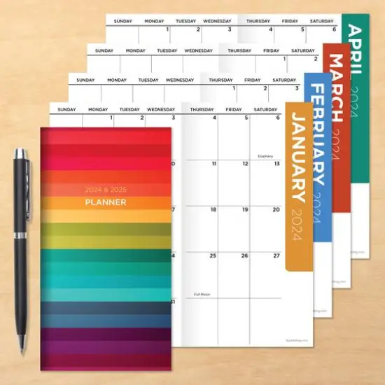 2024-2025 Rainbow Stripe Monthly Pocket Planner {6}