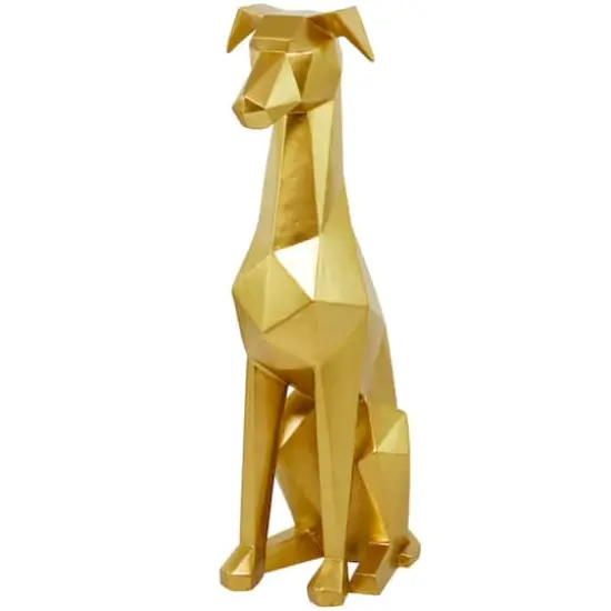 30" Silver Cubist Dog Sculpture Gold {1}