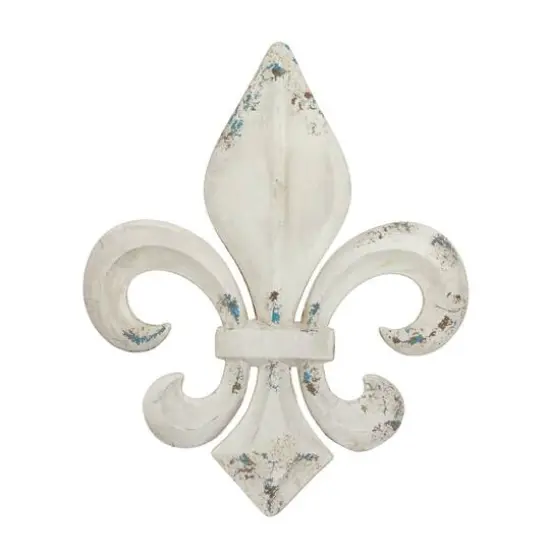 White Metal Vintage Fleur de Lis Wall Decoration {1}
