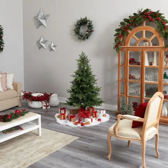 5ft. Pre-Lit North Carolina Spruce Artificial Christmas Tree, Clear LED Lights {11}