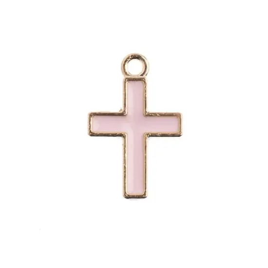John Bead Sweet & Petite Cross Charms, 10ct. Pink {1}