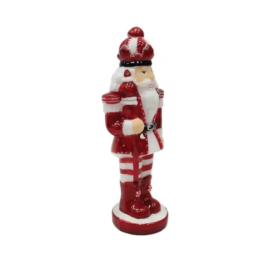 10" Red & White Glass Peppermint Nutcracker with Staff by Ashland&reg; {3}