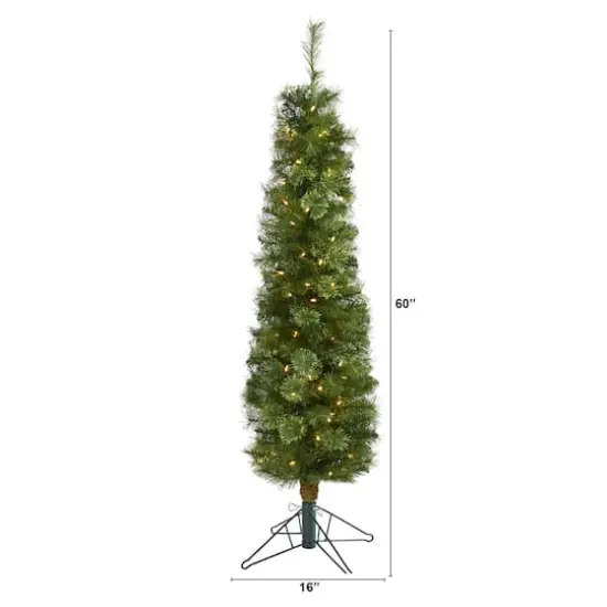 5ft. Pre-Lit Green Artificial Christmas Tree, Clear LED Lights {3}