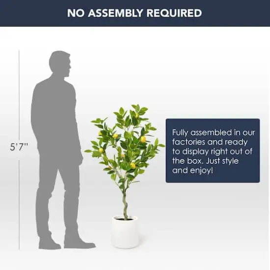 American Art Decor 5ft. Realistic Artificial Lemon Tree in White Pot {7}