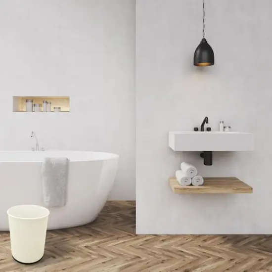 Bath Bliss White Stainless Steel Trash Can {4}