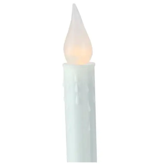 8.75" Pre-Lit White & Gold LED C5 Flickering Christmas Candle Lamp With Handle Base {6}