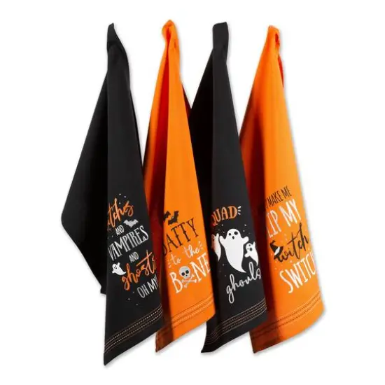 DII&reg; Spooky Sayings Printed Halloween Happy Haunting Wicked Treats Dishtowels Set {1}