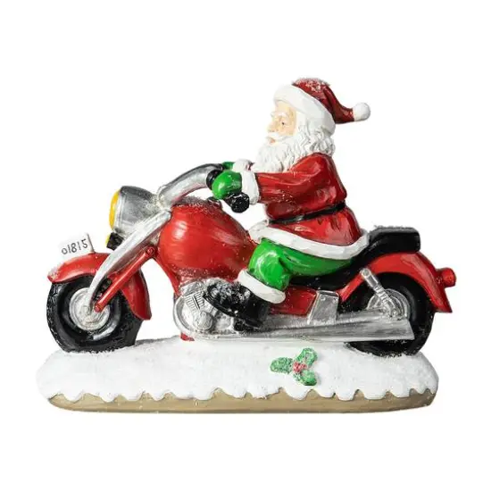 Glitzhome&reg; 11.75" Santa with Motorcycle Table D&eacute;cor {7}